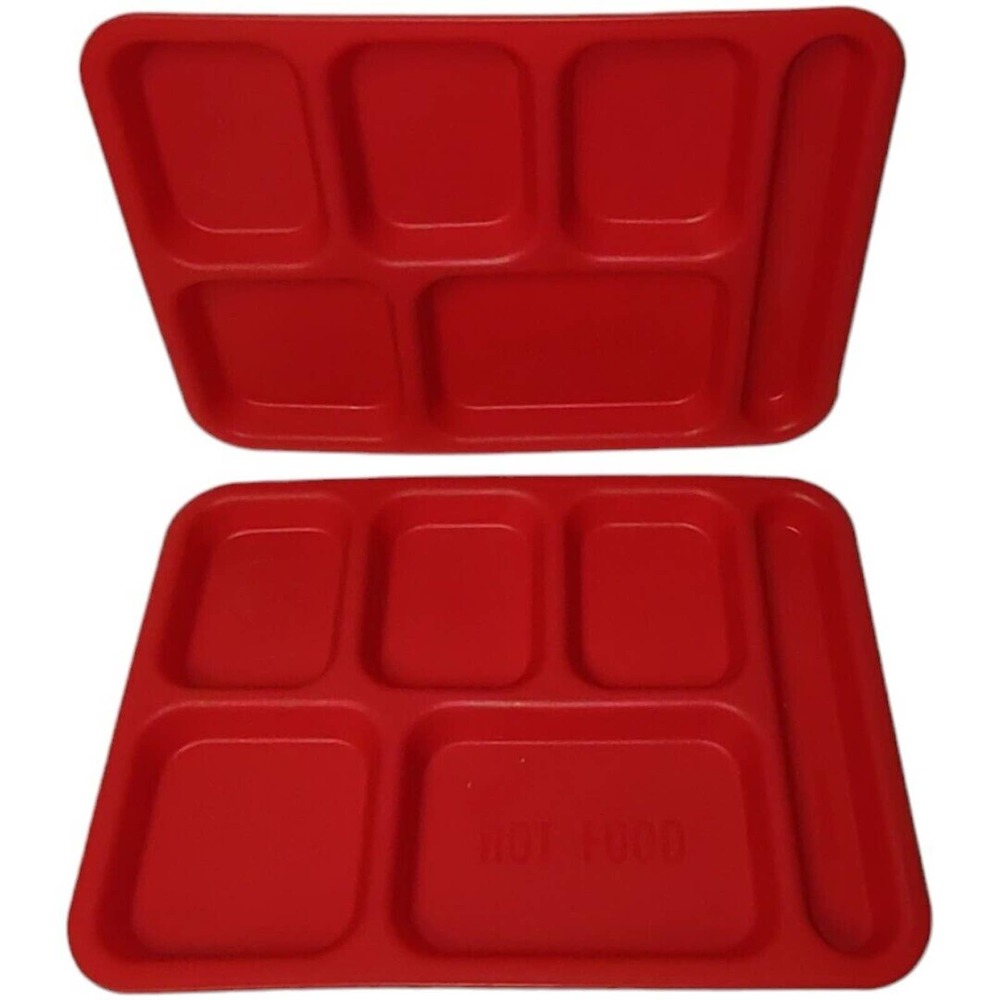 Vintage Red School Lunch Tray Six Section - Cambro PS1014 RED 15"x 9"